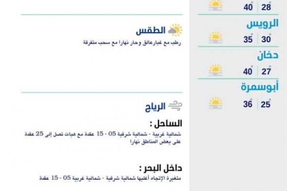 الأرصاد الجوية: غبار عالق مع بعض السحب على الساحل وفي البحر الليلة